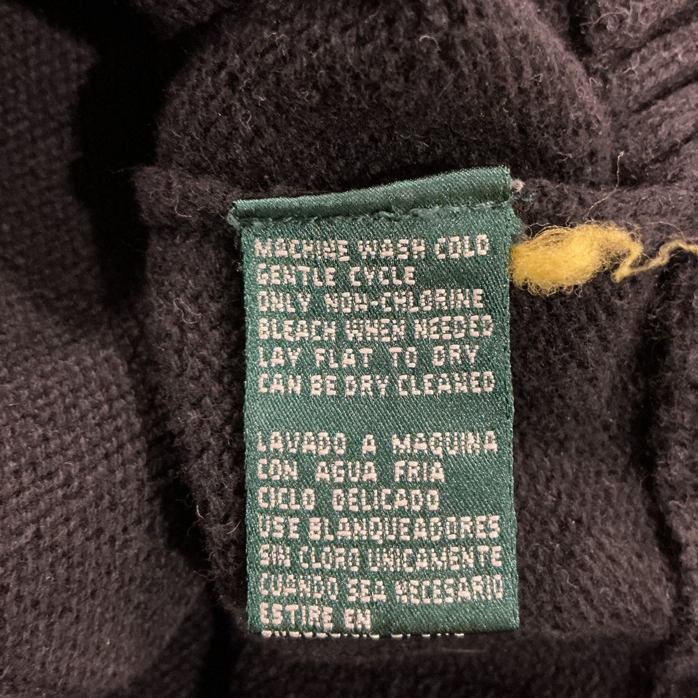 Vtg Lauren Ralph Lauren Sweater Black Full Zip Elbow Patches Size M Old Money - Picture 6 of 6